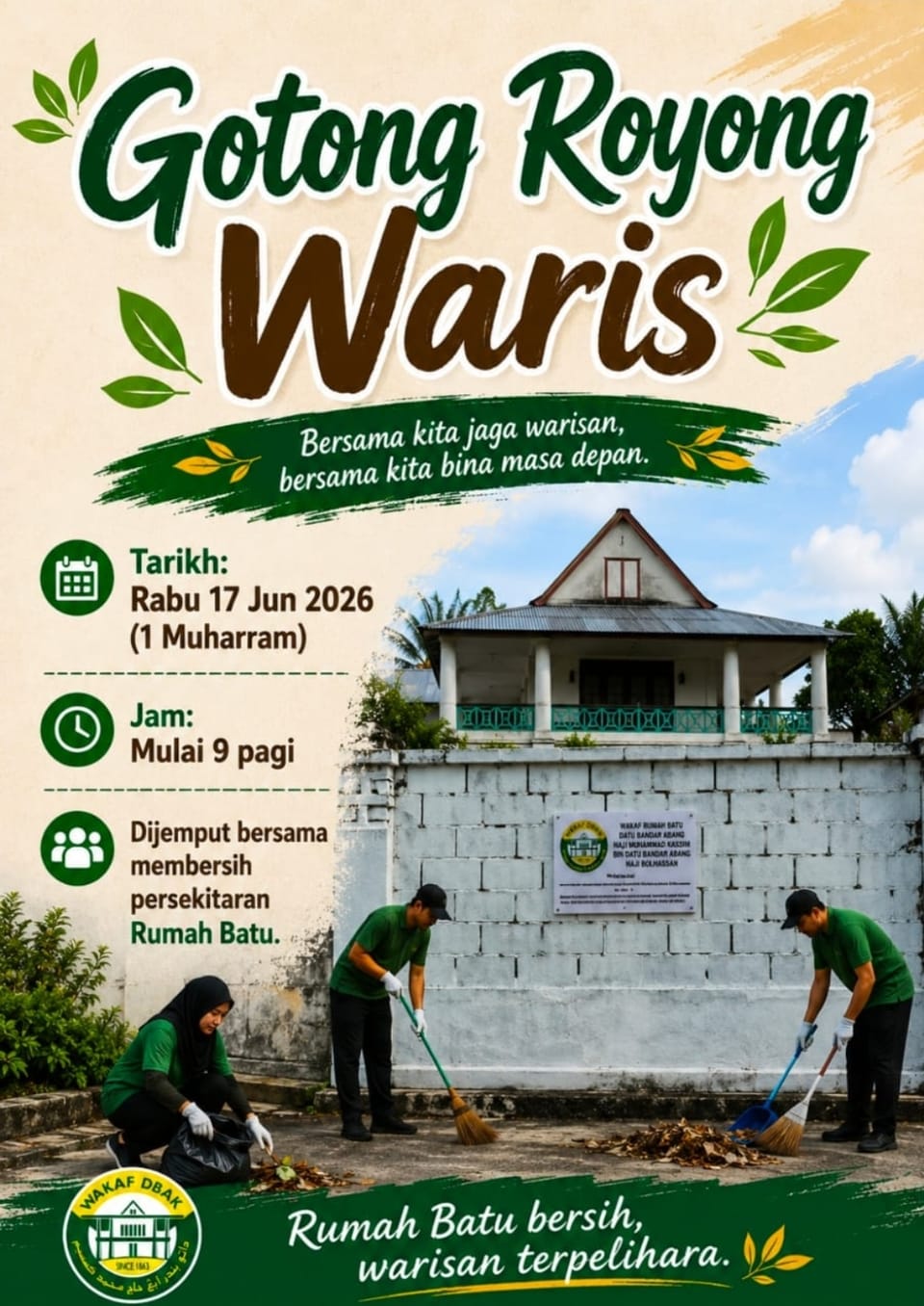 Poster atau jemputan rasmi majlis keluarga Waris DBAK — bahan 1