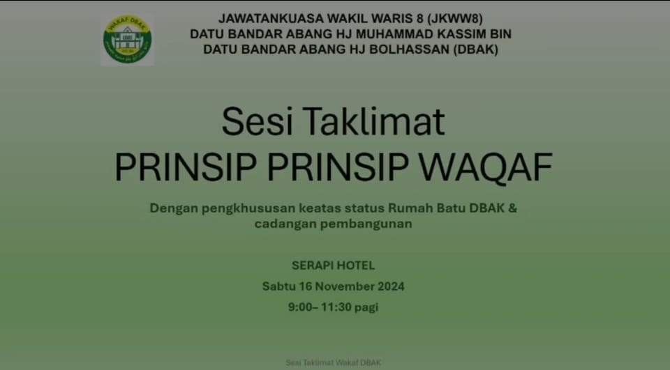 Poster atau jemputan rasmi majlis keluarga Waris DBAK — bahan 6