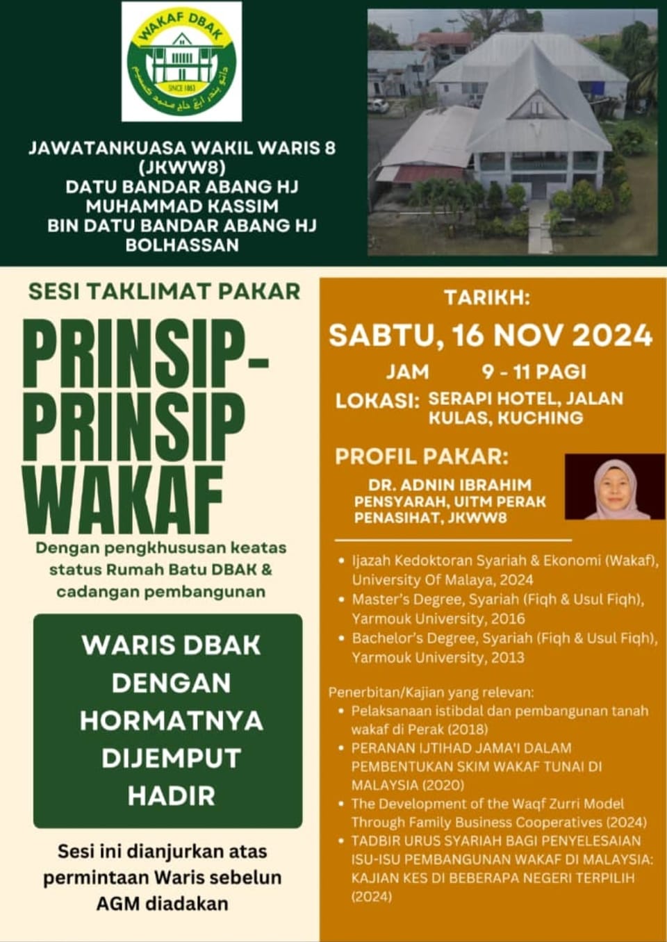 Poster atau jemputan rasmi majlis keluarga Waris DBAK — bahan 7